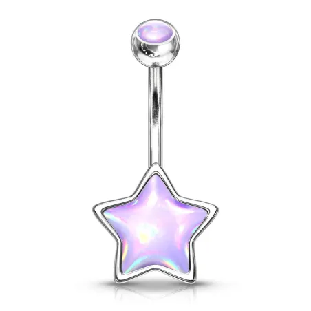 Piercing nombril étoile pierre lumineuse violet