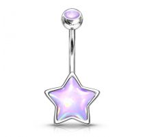 Piercing nombril étoile pierre lumineuse violet