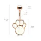 Piercing nombril rosé patte de chiot opaline blanche