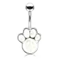 Piercing nombril patte de chiot opaline blanche