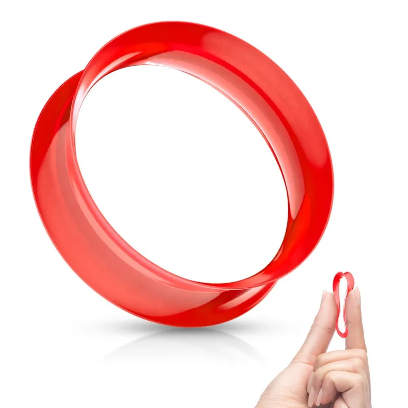Piercing tunnel en silicone rouge ultra souple Piercing tunnel en silicone rouge ultra souple