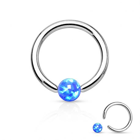Piercing anneau captif opaline bleue