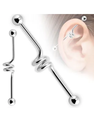 Piercing industriel oreille spirales