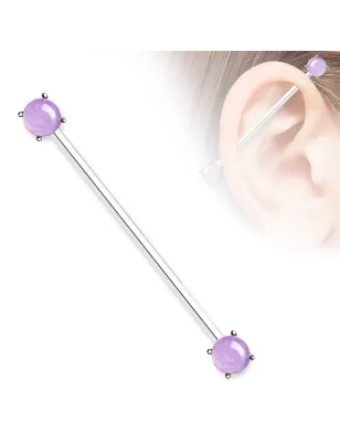 Piercing industriel double pierre améthyste