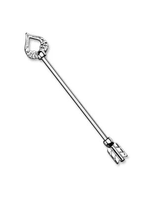 Piercing industriel flèche coeur et plume