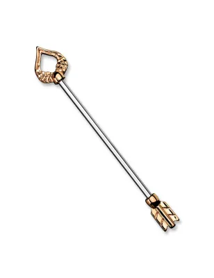 Piercing industriel flèche coeur et plume rosé