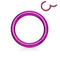 Piercing anneau segment clipsable acier chirurgical violet