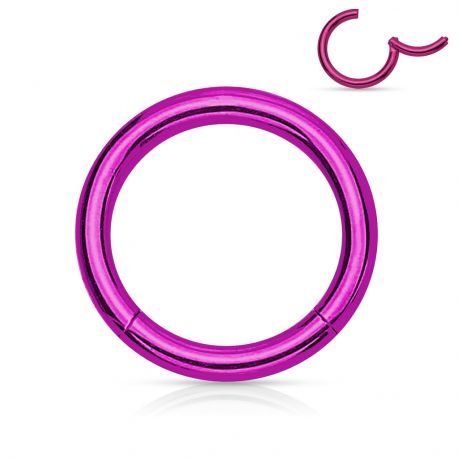 Piercing anneau segment clipsable acier chirurgical violet