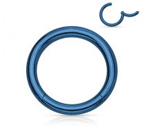 Piercing anneau segment clipsable acier chirurgical bleu
