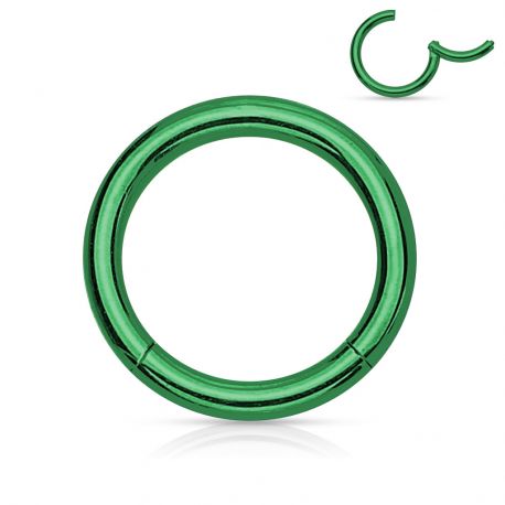 Piercing anneau segment clipsable acier chirurgical vert
