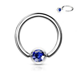 Piercing anneau Captif Strass Bleu (oreille, téton etc)