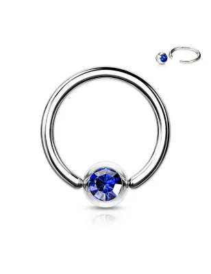 Piercing anneau Captif Strass Bleu