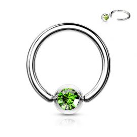Piercing anneau Captif Strass Vert
