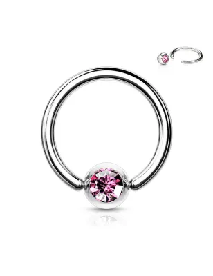 Piercing anneau Captif Strass Rose