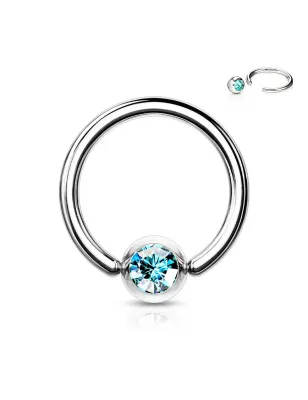 Piercing anneau Captif Strass Turquoise (oreille, téton etc)