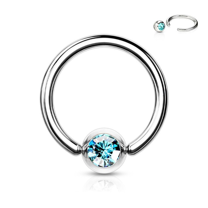 Piercing anneau Captif Strass Turquoise