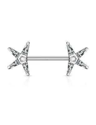 Piercing téton barbell zirconium étoile blanc