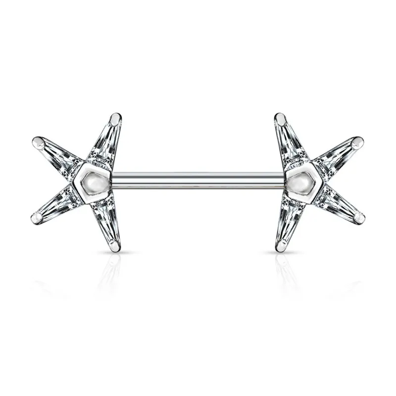 Piercing téton barbell zirconium étoile blanc