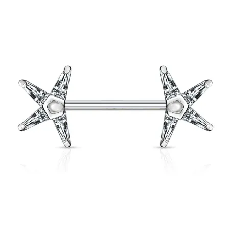 Piercing téton barbell zirconium étoile blanc