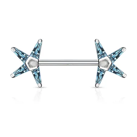 Piercing téton barbell zirconium étoile turquoise