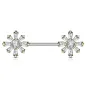 Piercing téton barbell zirconium fleurs doré
