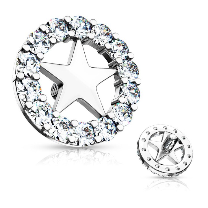 Piercing microdermal étoile strass blancs
