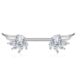 Piercing téton ailes d'ange zirconium marquise