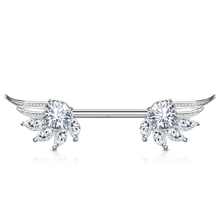 Piercing téton ailes d'ange zirconium marquise