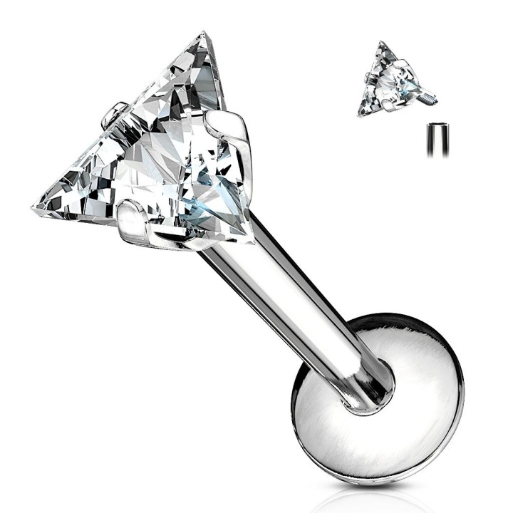 Piercing labret vissage interne pierre triangle
