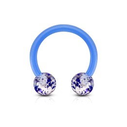 Piercing fer à cheval Bioflex à paillettes bleu