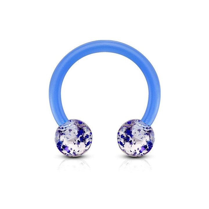 Piercing fer à cheval Bioflex à paillettes bleu