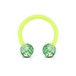 Piercing fer à cheval Bioflex à paillettes vert