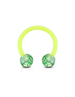 Piercing fer à cheval Bioflex à paillettes vert