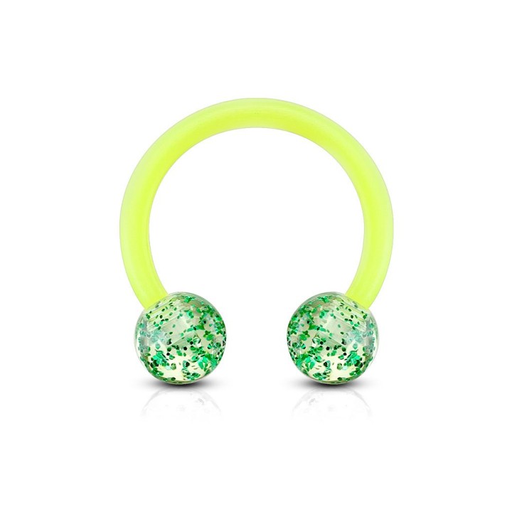 Piercing fer à cheval Bioflex à paillettes vert
