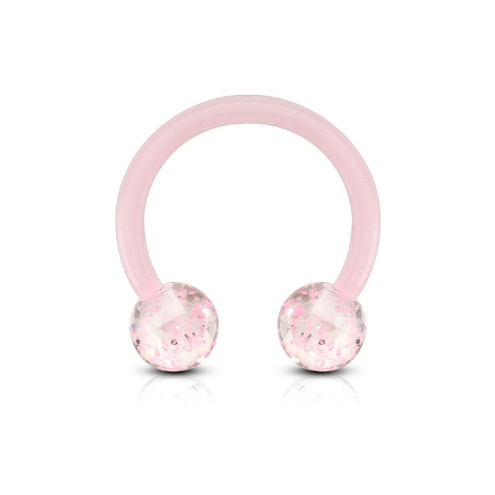 Piercing fer à cheval Bioflex à paillettes rose