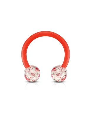 Piercing fer à cheval Bioflex à paillettes rouge