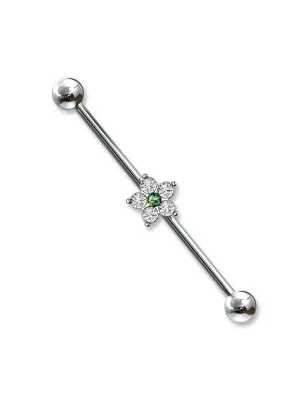 Piercing industriel fleur opaline verte