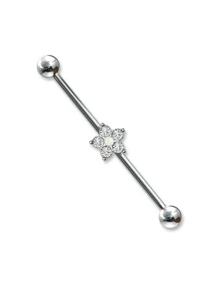 Piercing industriel fleur opaline blanche