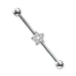 Piercing industriel fleur opaline blanche
