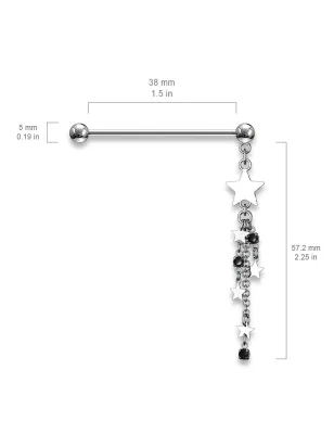 Piercing industriel pendentif chaines étoiles noir