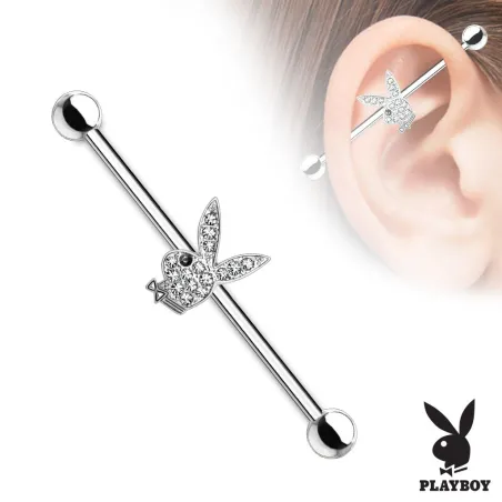 Piercing industriel Playboy serti de cristaux
