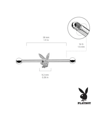 Piercing industriel Playboy serti de cristaux