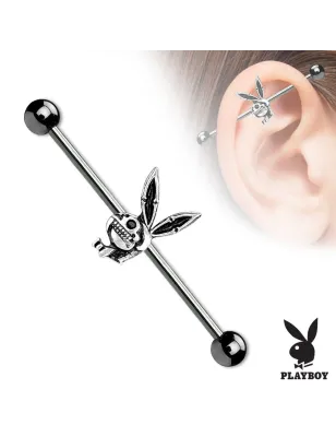 Piercing industriel Playboy skull noir