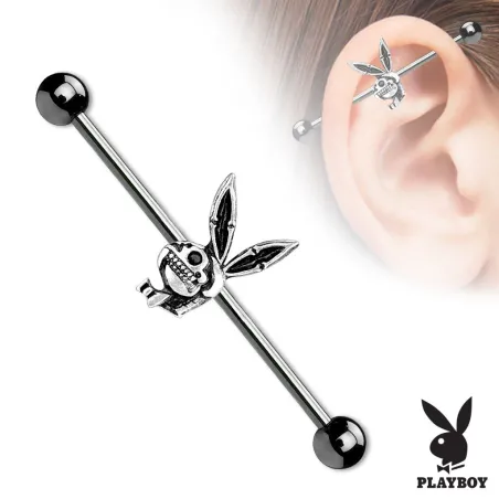 Piercing industriel Playboy skull noir