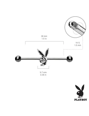 Piercing industriel Playboy skull noir