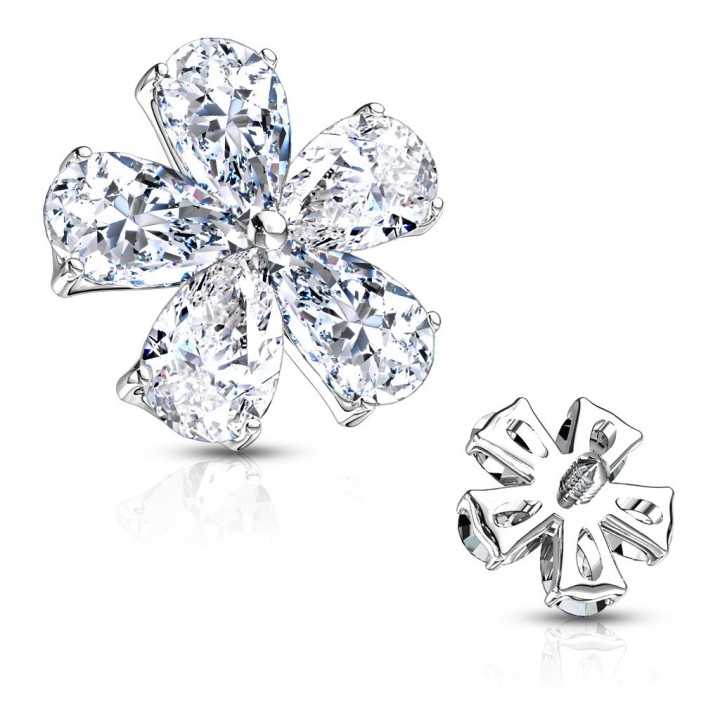 Piercing microdermal fleur cinq pierre poire