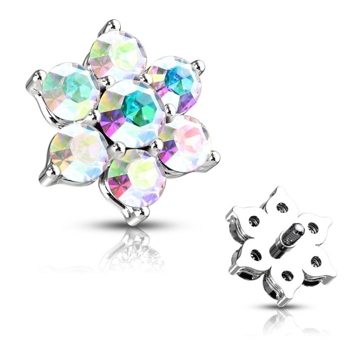 Piercing microdermal fleur 7 zircon aurore boréale