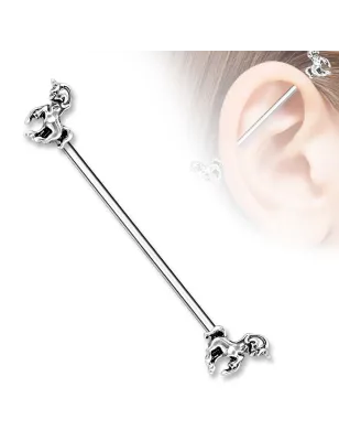 Piercing industriel oreille licorne