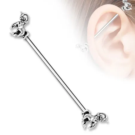 Piercing industriel oreille licorne