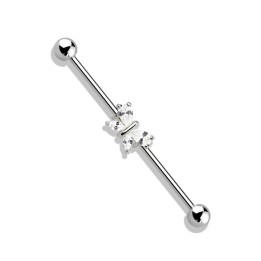 Piercing industriel oreille papillon 4 gemmes